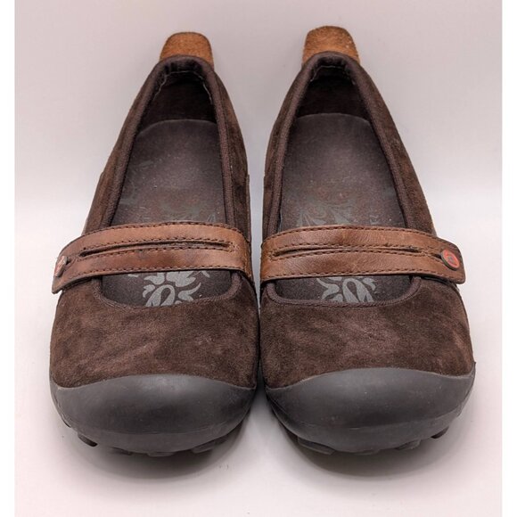 Merrell Plaza Bandeau Espresso Womens 6.5M Suede Leather Mary Jane Wedges Shoes - Picture 3 of 7